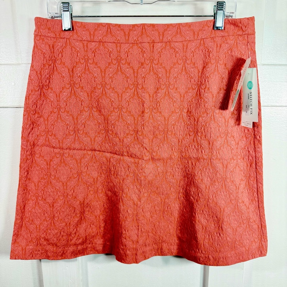 NWT Margaret M Deandra A-Line Skirt Pink Coral Jacquard Textured XL Stitch‎ Fix